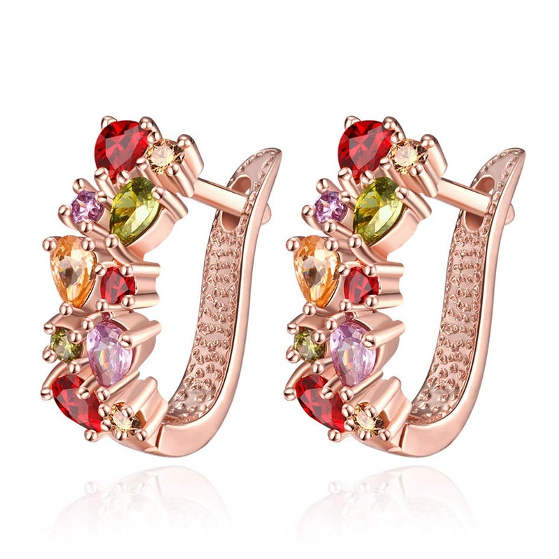 YOUFENG Huggie Stud Earrings for Women Hoop Earrings Multicolored Crystal Elements Fashion Bridal Jewelry New Crystals - Image 1